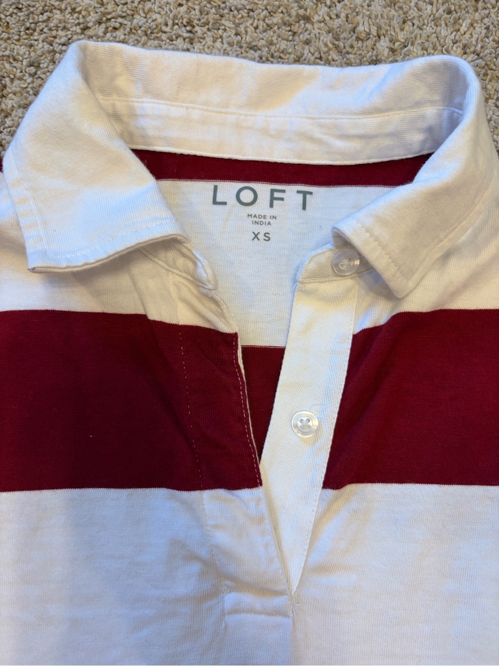LOFT Women’s Red & White Striped Rugby Shirt - Picture 2 of 5